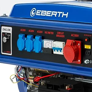 EBERTH 5500 Watt Groupe electrogene Generateur electrique portable moteur à  essence 13 CV, 4 temps, 2x